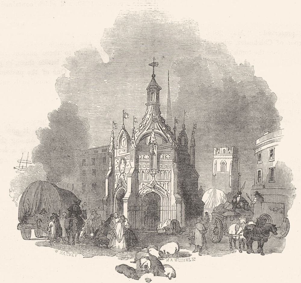 SUSSEX. Chichester Cross 1850 old antique vintage print picture